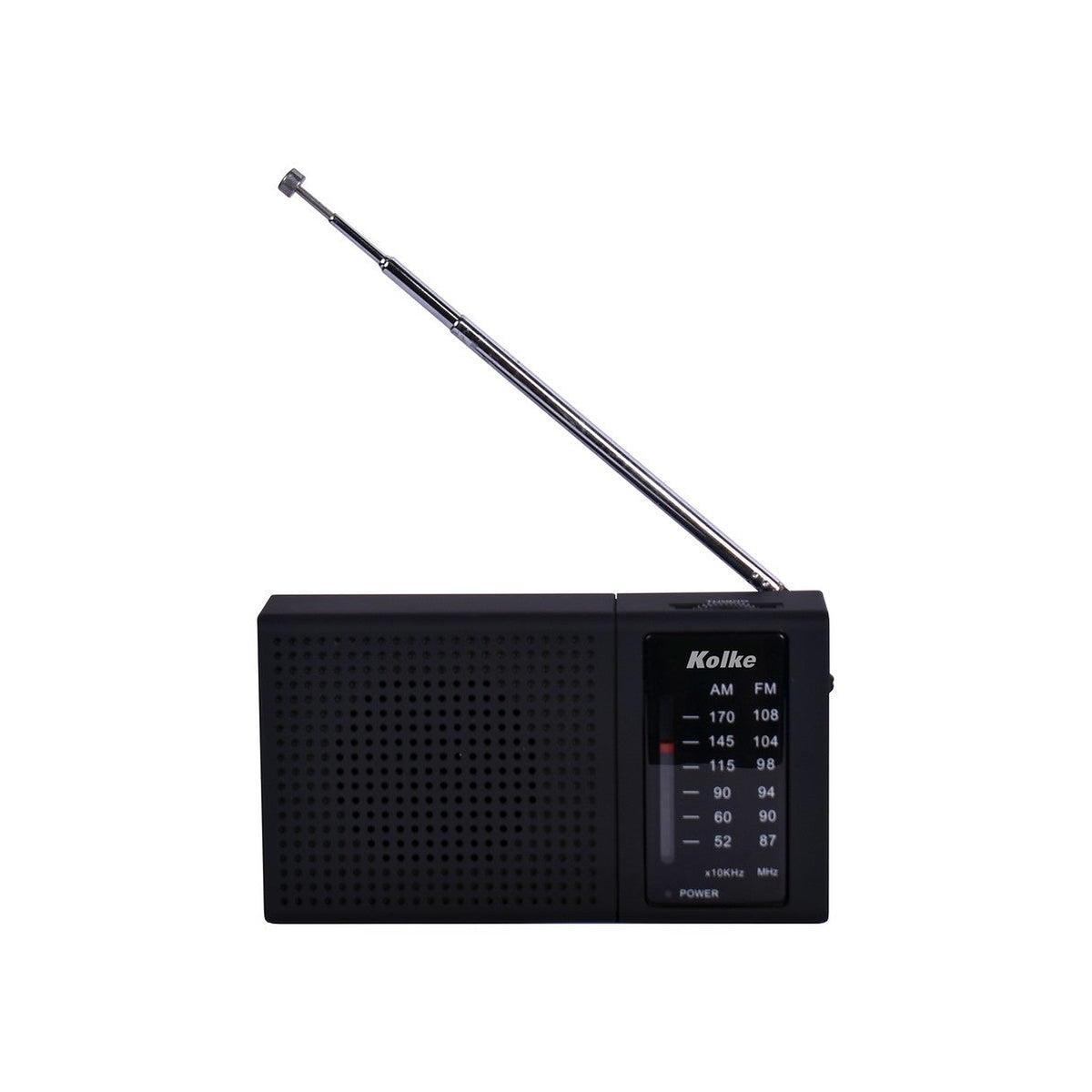 Radio AM/FM Kolke KPR-764 con Entrada para Auriculares 3.5mm sobre fondo blanco