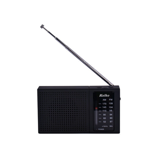 Radio AM/FM Kolke KPR-764 con Entrada para Auriculares 3.5mm sobre fondo blanco