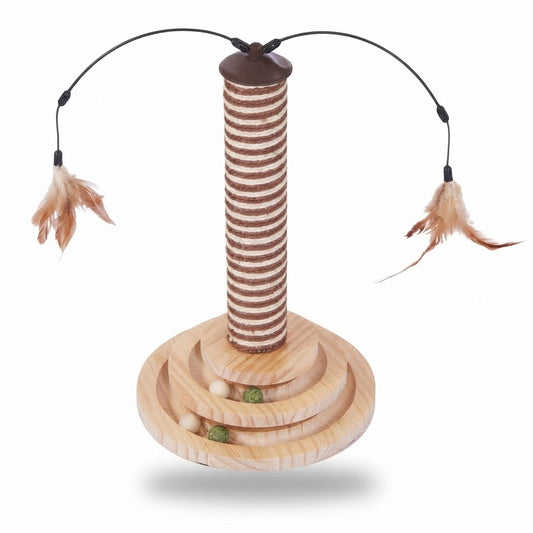 Rascador para gatos para uñas y juego, vista de producto sobre fondo blanco
