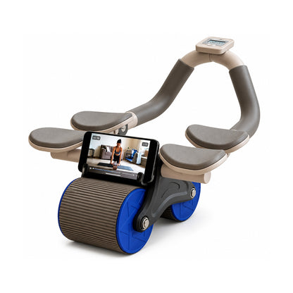 Rueda Abdominal Doble con Soporte para Codos y Display Digital Azul de LEVEL, producto centrado sobre fondo blanco