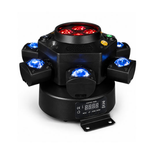 Proyector de Luz LED Para Fiesta A-MH073 Cabezal Móvil 150W sobre fondo blanco, vista completa del producto