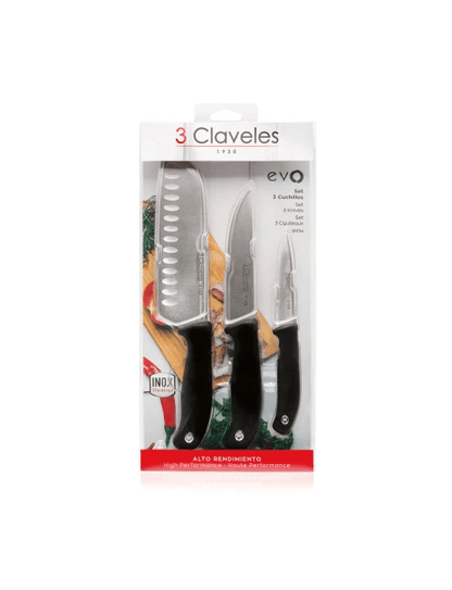 SET X3 CUCHILLOS VERD/CHEF/SANTOKU EVO 3 CLAVELES
