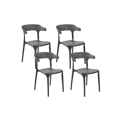 Set de 4 Sillas de Jardín Apilables Negras de Polipropileno de SATE, producto centrado sobre fondo blanco