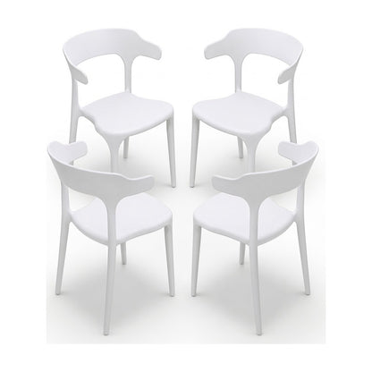 Set de 4 Sillas de Jardín Apilables Blancas de Polipropileno sobre fondo blanco
