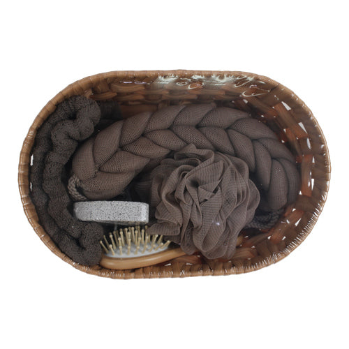 Set de baño de regalo en canasta ovalada 30 x 19 cm