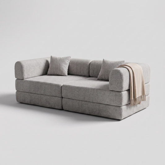 Sofá 3 plazas gris bouclé SATE 003-SF01001J