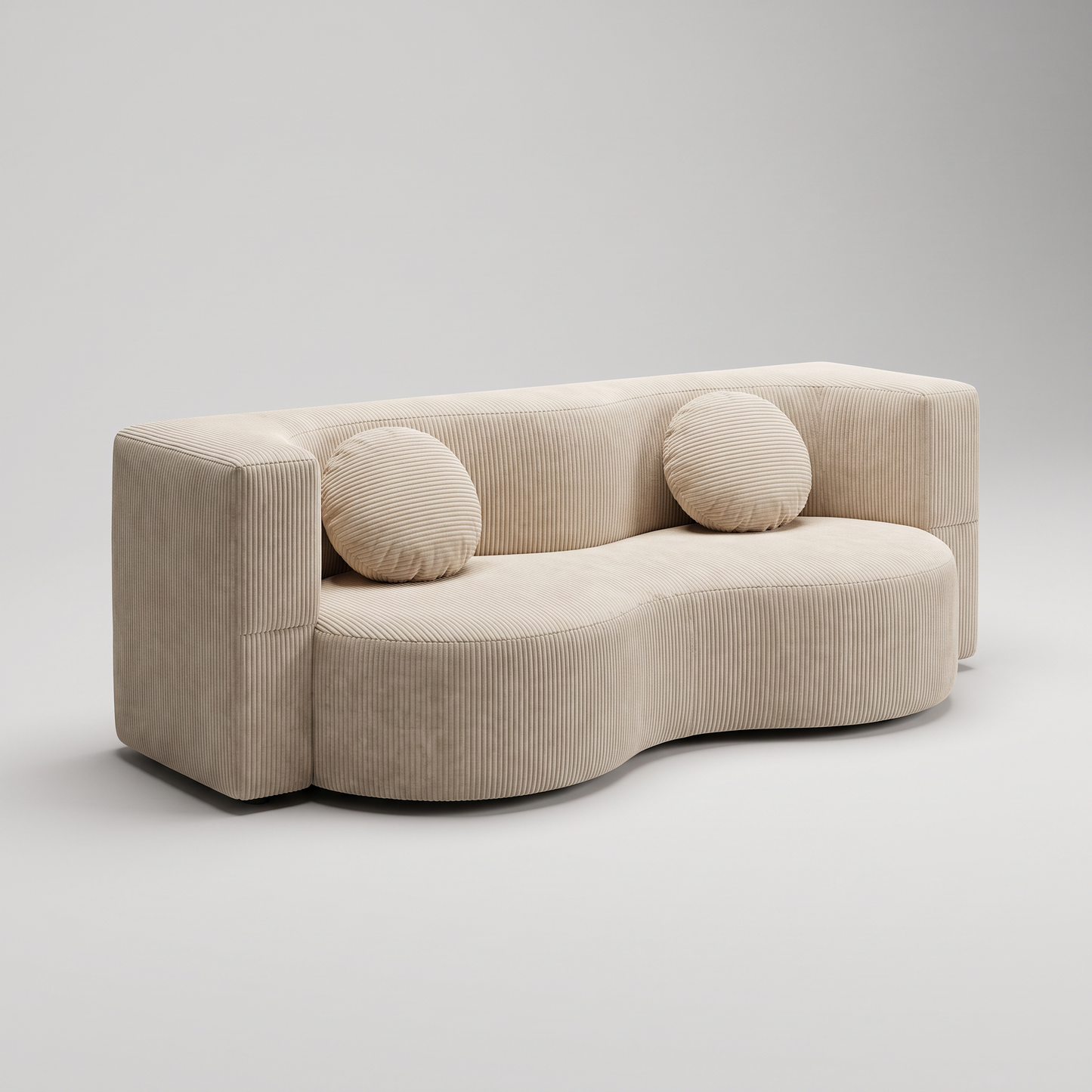 Sofá curvo de pana beige SATE 003-SF01101K