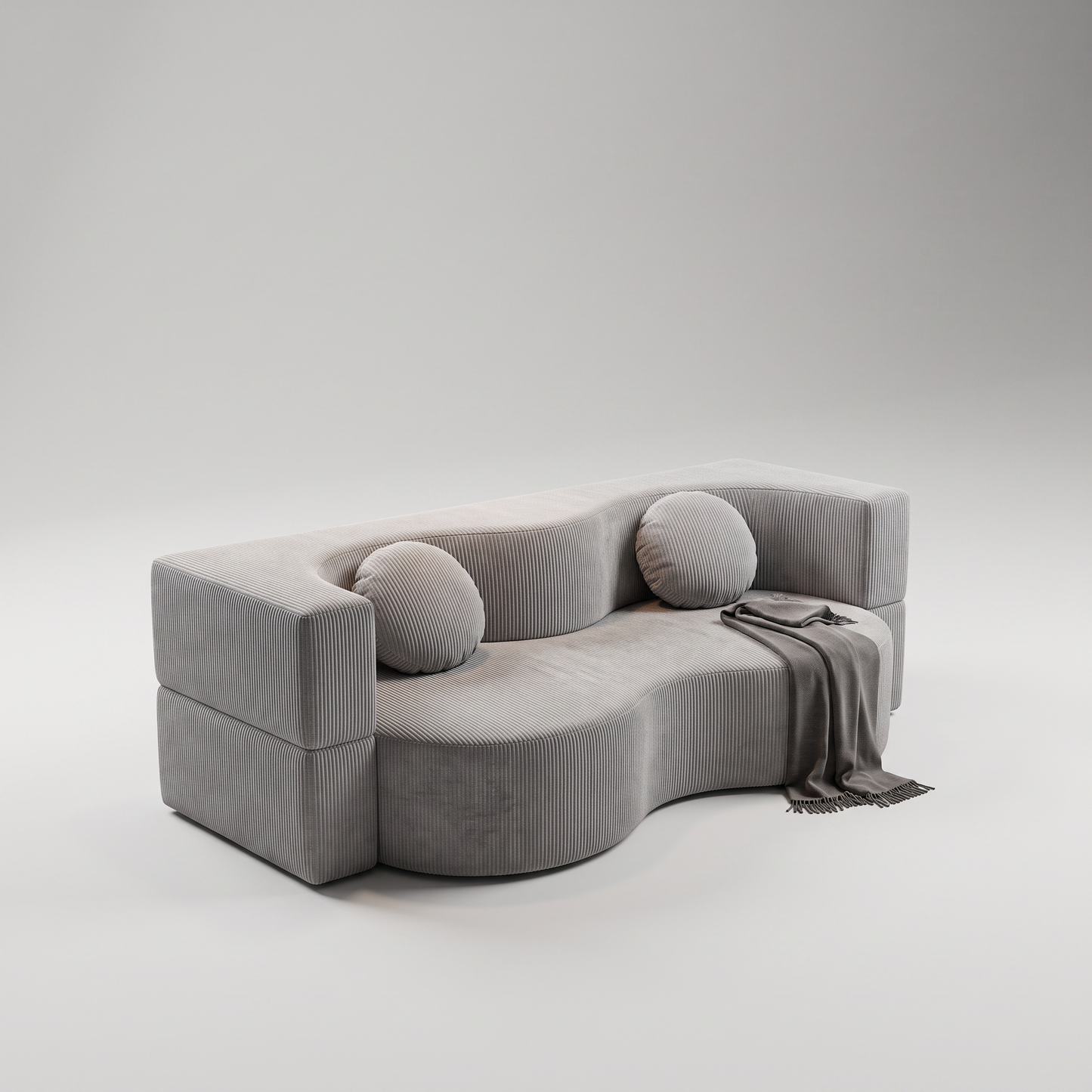 Sofá curvo de pana gris SATE 003-SF01102K