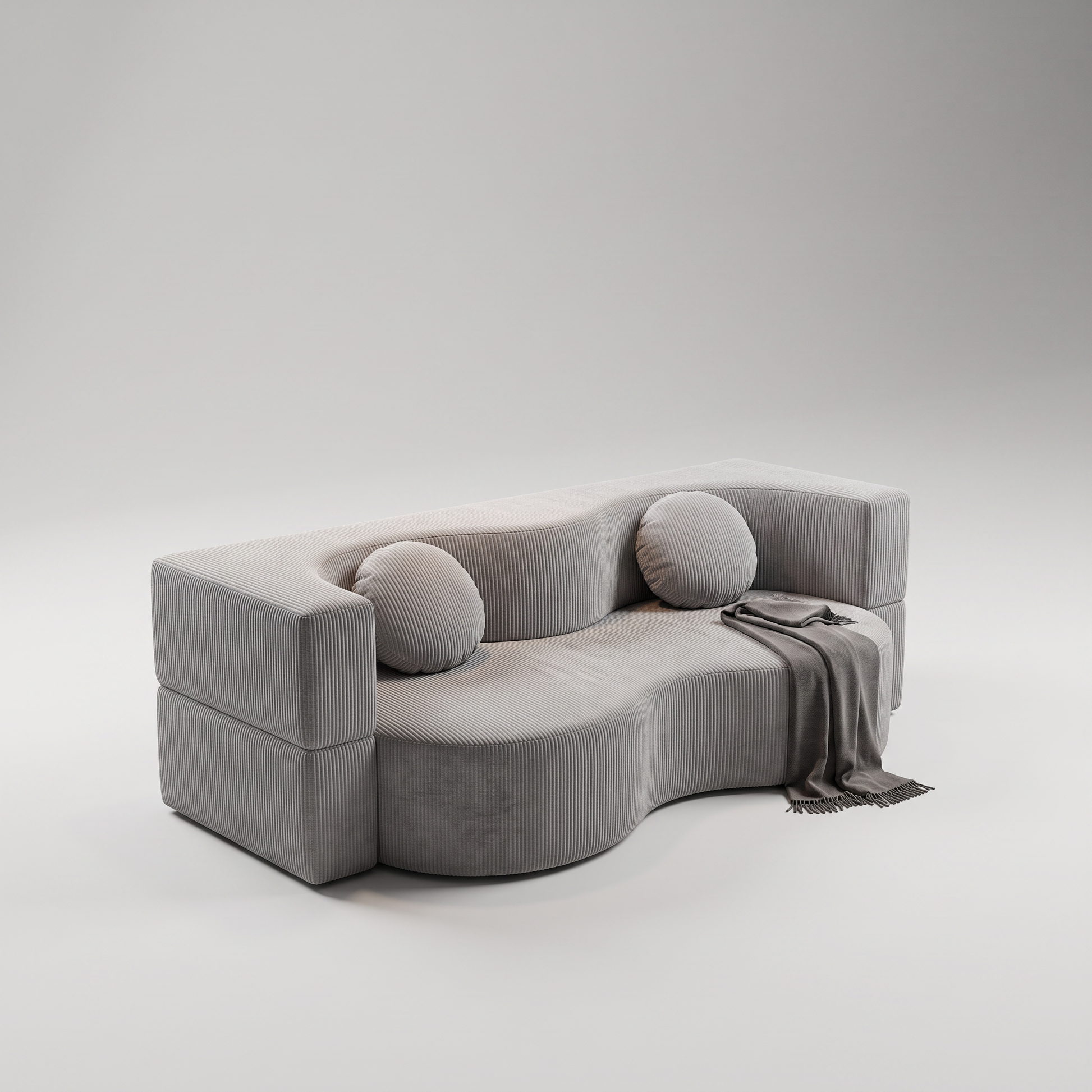 Sofá curvo de pana gris SATE 003-SF01102K