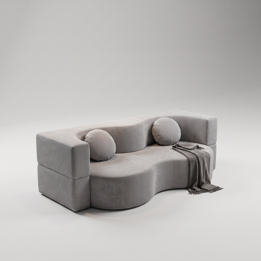 Sofá curvo de pana gris SATE 003-SF01102K