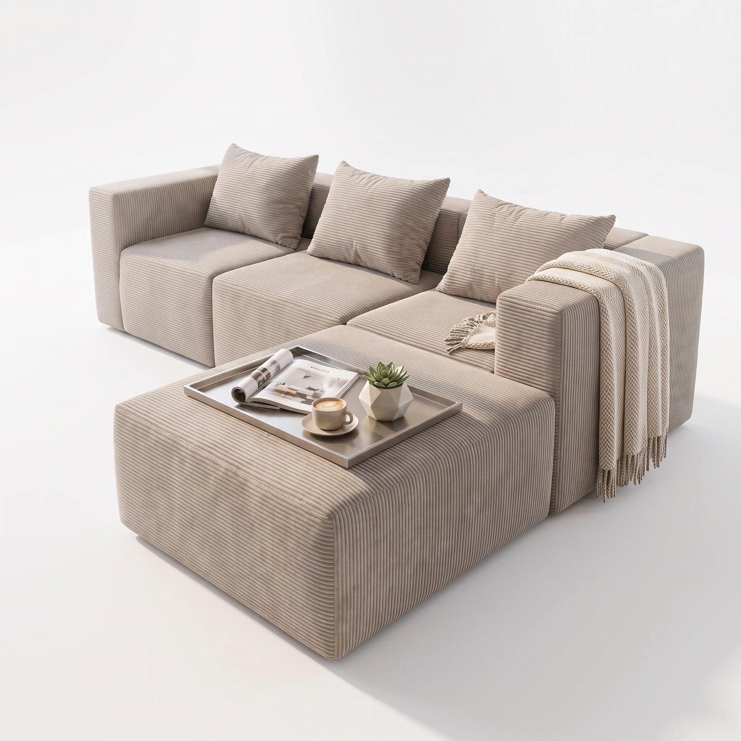 Sofá seccional modular en L beige SATE 003-SF01301M