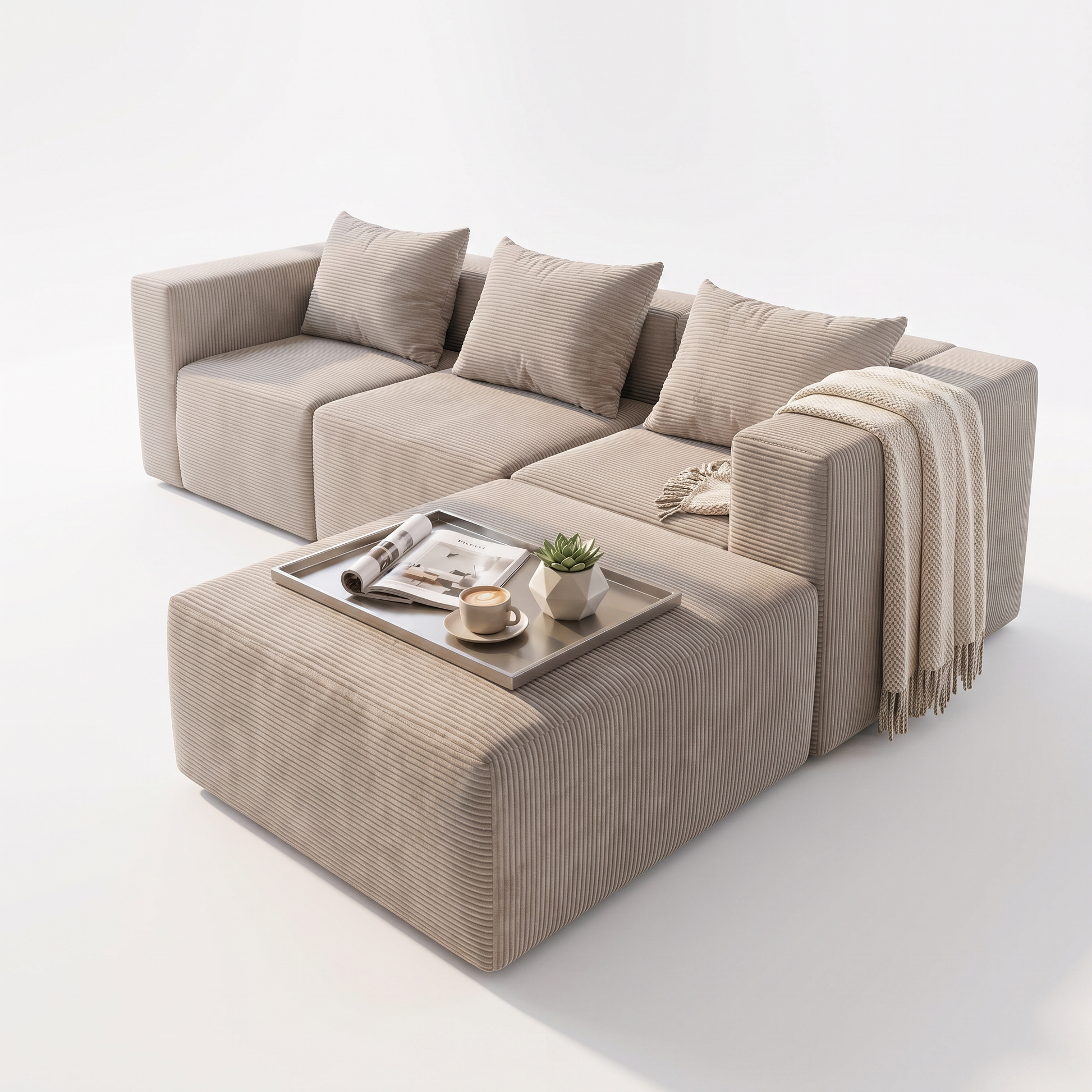 Sofá seccional modular en L beige SATE 003-SF01301M