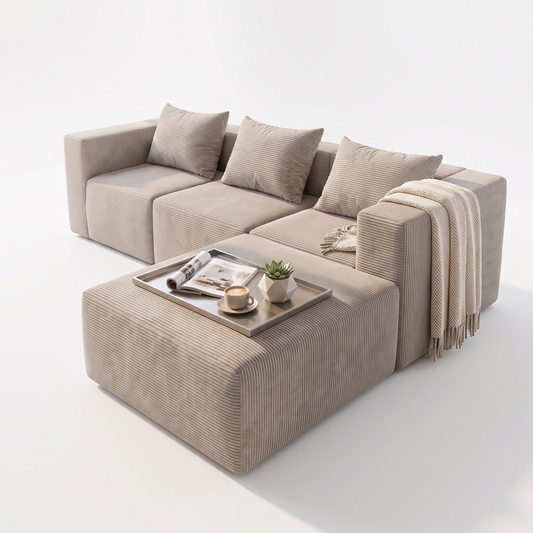 Sofá seccional modular en L beige SATE 003-SF01301M