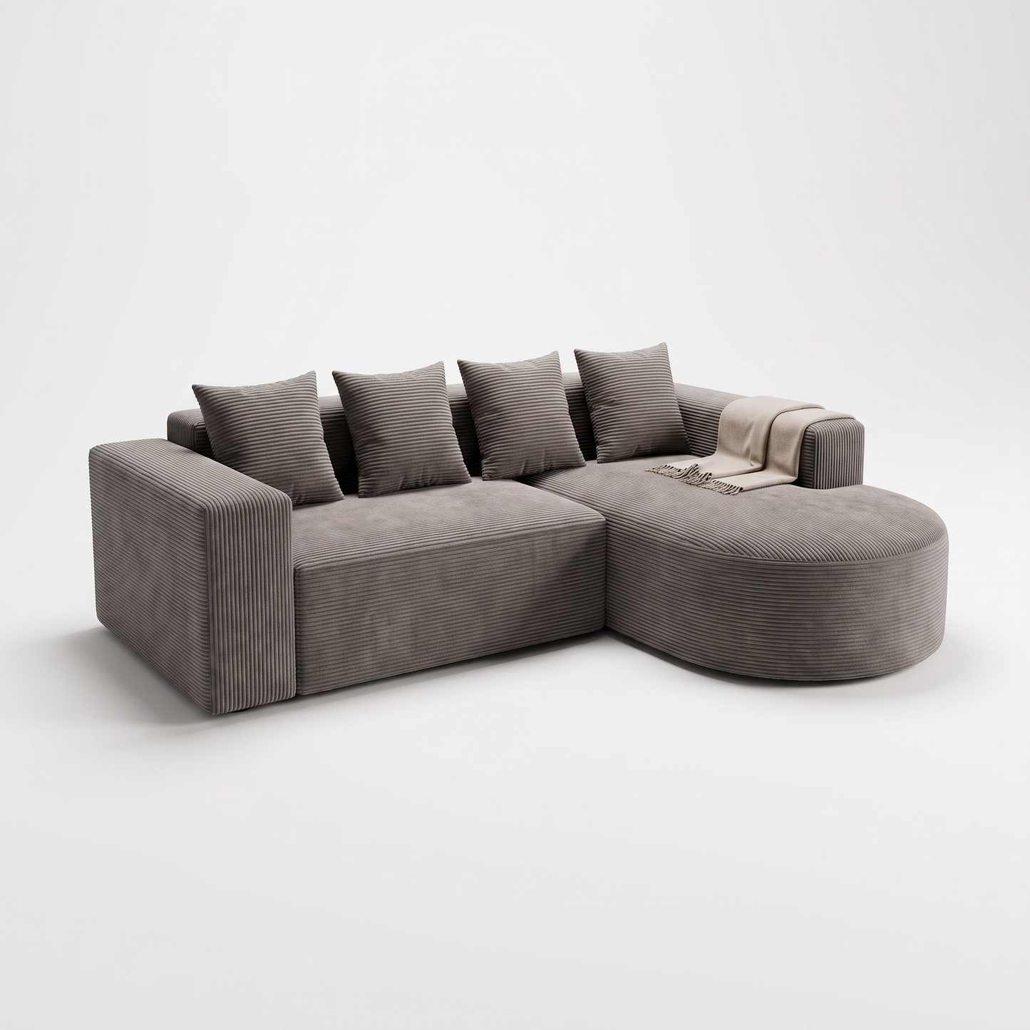 Sofá seccional en L con chaise gris SATE 003-SF01401P