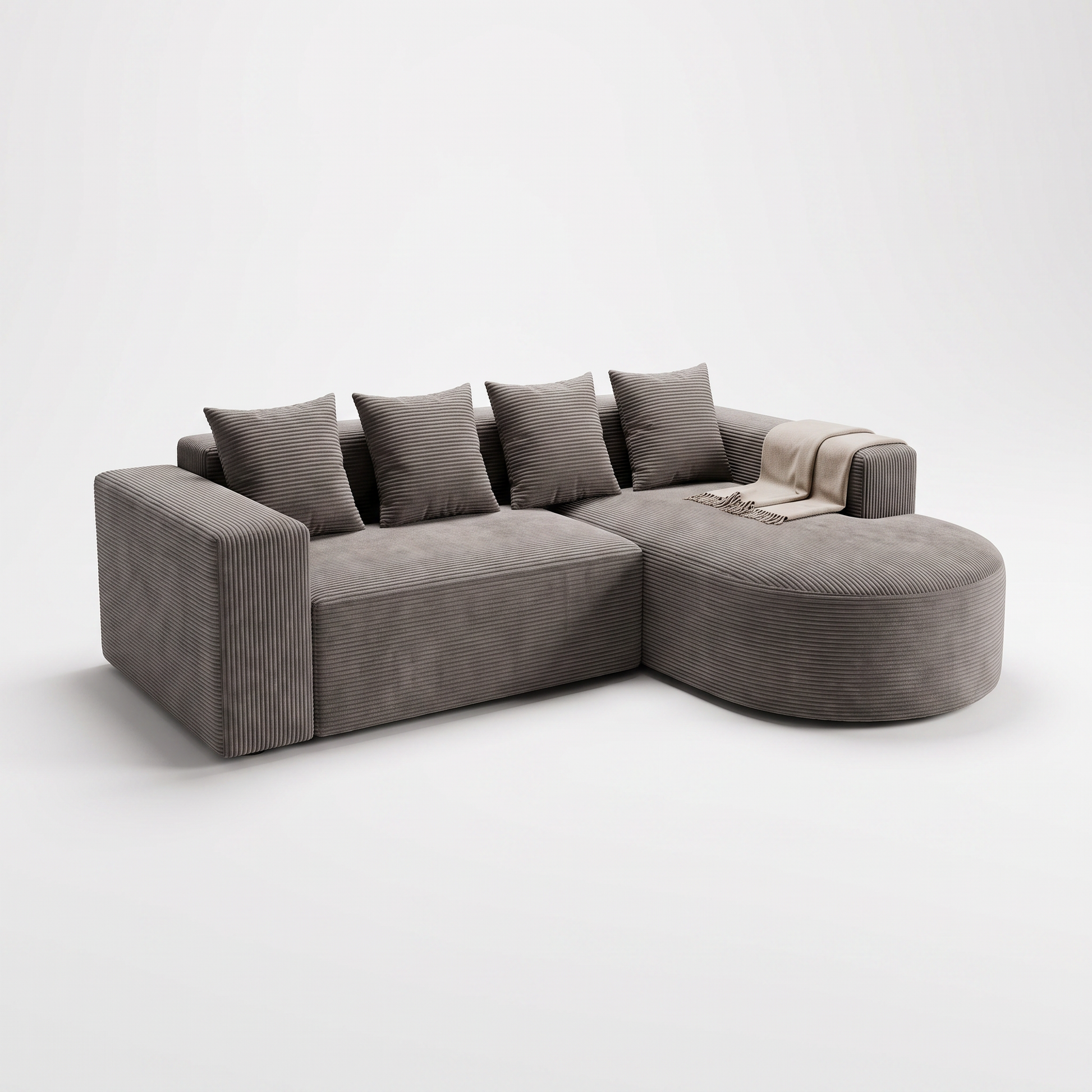 Sofá seccional en L con chaise gris SATE 003-SF01401P