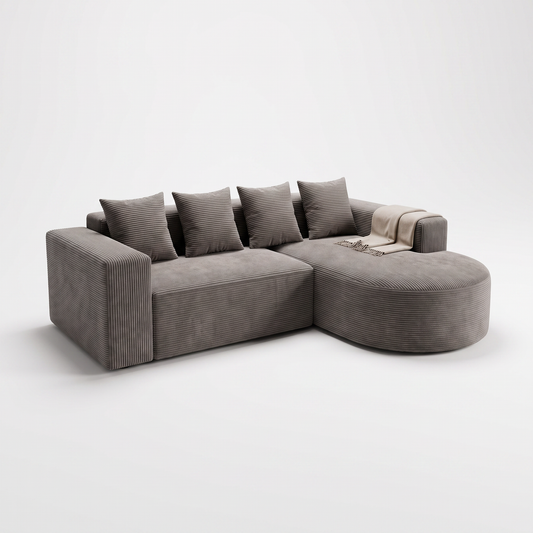 Sofá seccional en L con chaise gris SATE 003-SF01401P