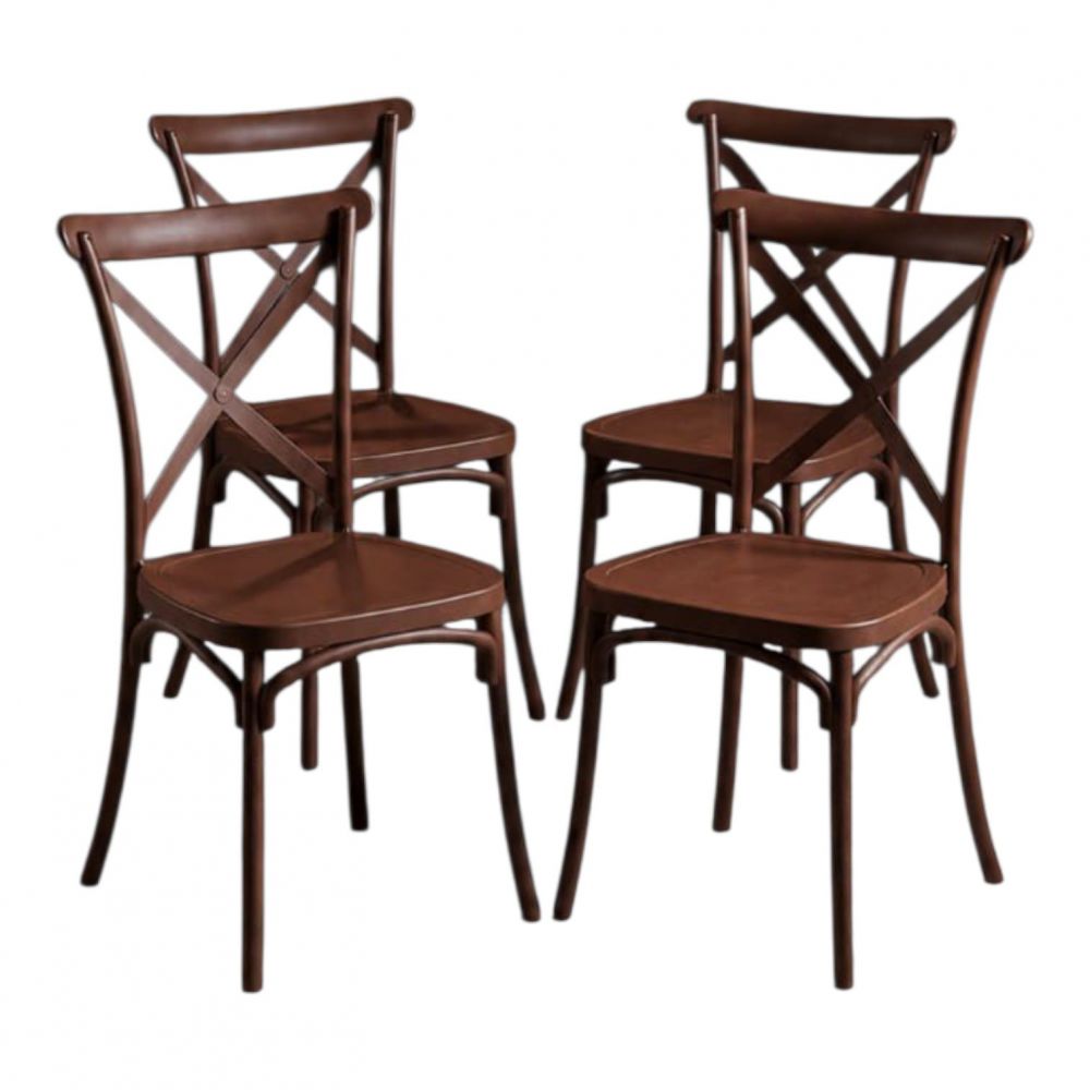 Juego de 4 Sillas de Plástico SA-2652012 Marrón