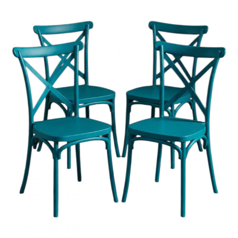 Juego de 4 Sillas de Plástico SA-2652013 Verde