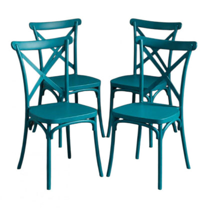 Juego de 4 Sillas de Plástico SA-2652013 Verde