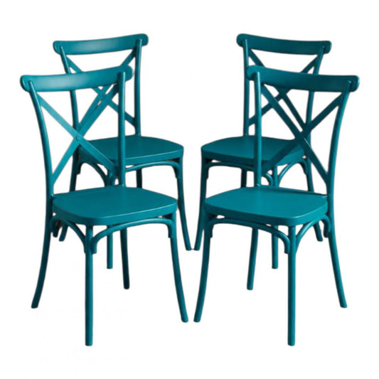 Juego de 4 Sillas de Plástico SA-2652013 Verde