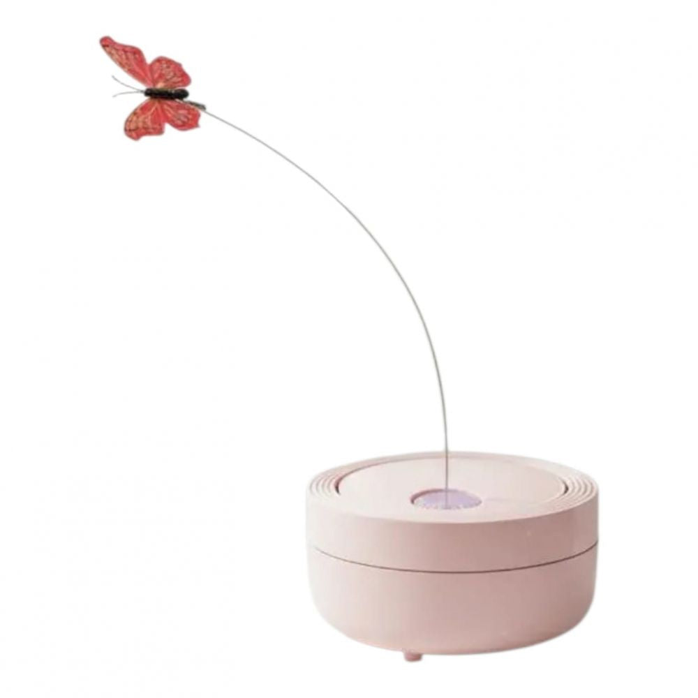 Juguete interactivo para gatos SATE XR-17 mariposa giratoria recargable, rosado