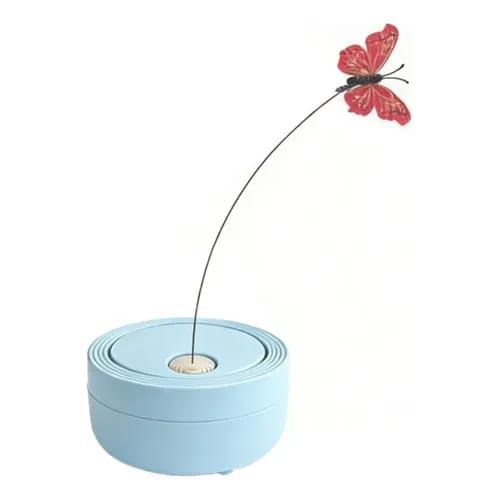 Juguete interactivo para gatos SATE XR-18 mariposa giratoria recargable, celeste