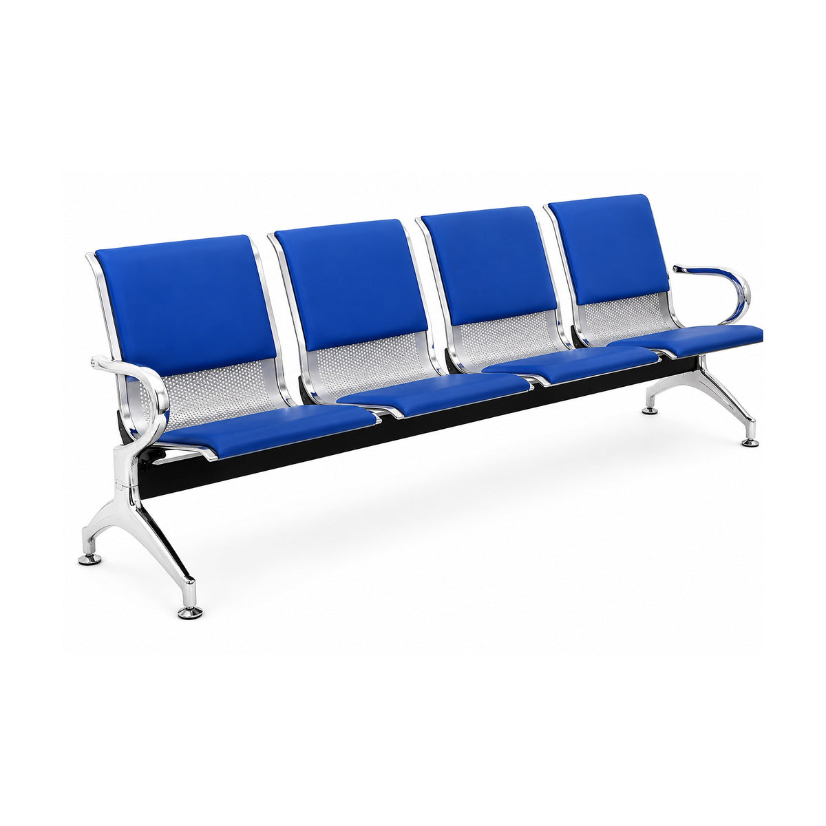 Silla de Espera Tándem 4 Cuerpos Century Level con Almohadón Azul de LEVEL, producto centrado sobre fondo blanco