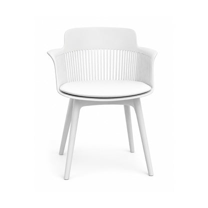 Silla Level Mena 1123 Blanca con Almohadilla de PU de LEVEL, producto centrado sobre fondo blanco
