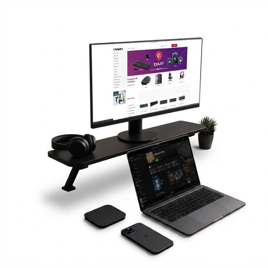 Soporte Elevador para Monitor A- tipo Repisa de Escritorio, vista de producto sobre fondo blanco