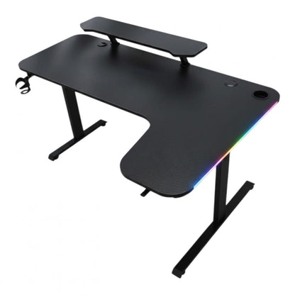 Mesa Gamer GT-604 en L 140+100 cm Negro con RGB Lateral