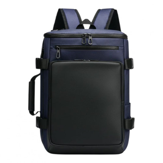 Mochila para notebook A-KP12042 cuero azul marino y negro tipo maletín