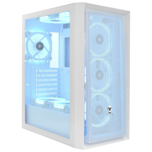 Gabinete Gamer K-2802 Blanco E-ATX con 8 Ventiladores y Vidrio Templado