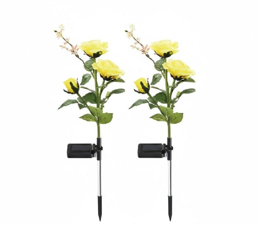 Estaca solar LED decorativa con flores amarillas para jardín