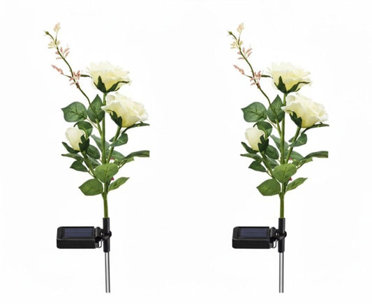 Estaca solar LED decorativa con flores guirnalda para jardín