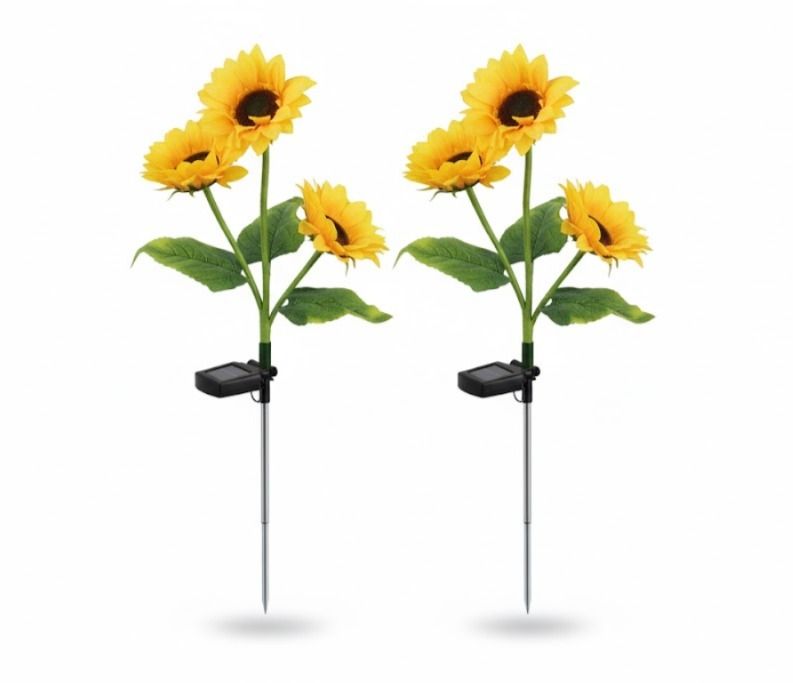 Estaca solar LED decorativa con girasoles para jardín