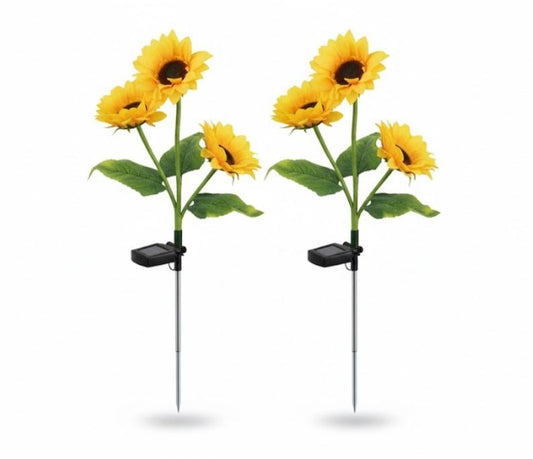 Estaca solar LED decorativa con girasoles para jardín