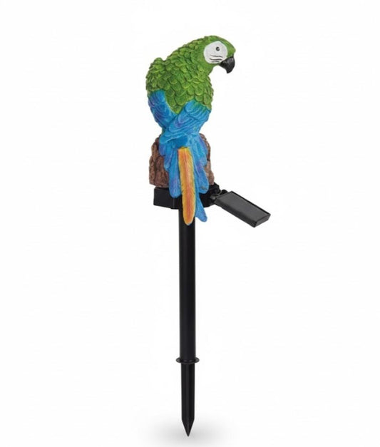 Estaca solar LED decorativa con diseño de guacamayo verde y azul para jardín