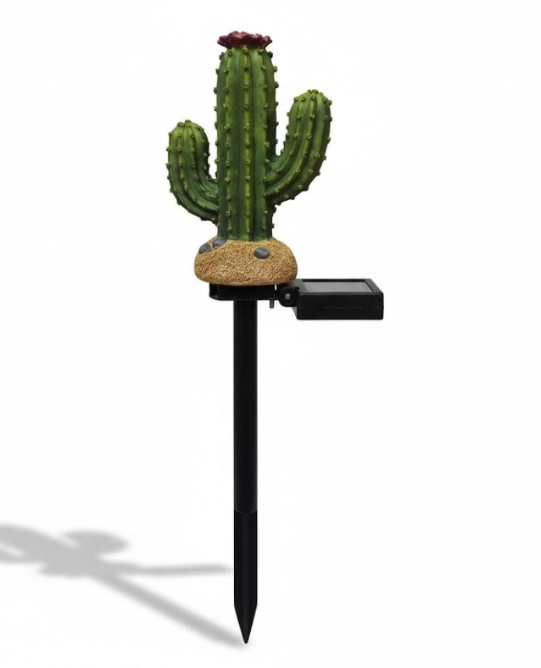 Estaca solar LED decorativa con diseño de cactus para jardín