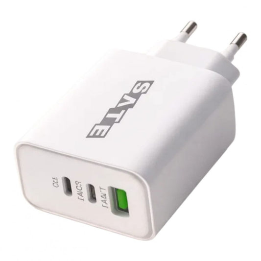 Adaptador cargador SATE A-CC2002 20W con USB QC3.0 y doble Tipo C PD