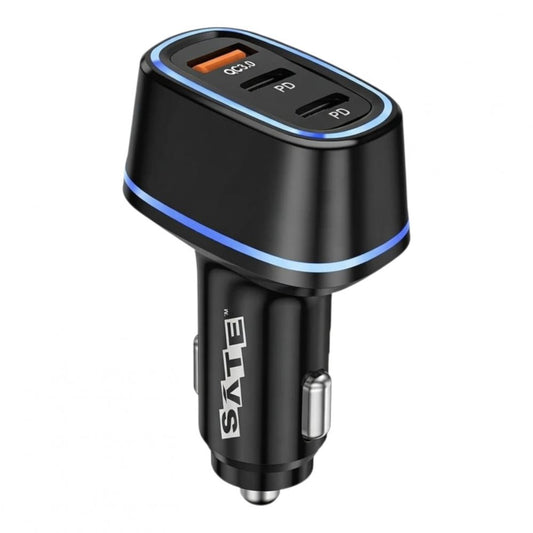 Cargador de auto SATE A-CC2013 30W con USB QC3.0 y doble Tipo C