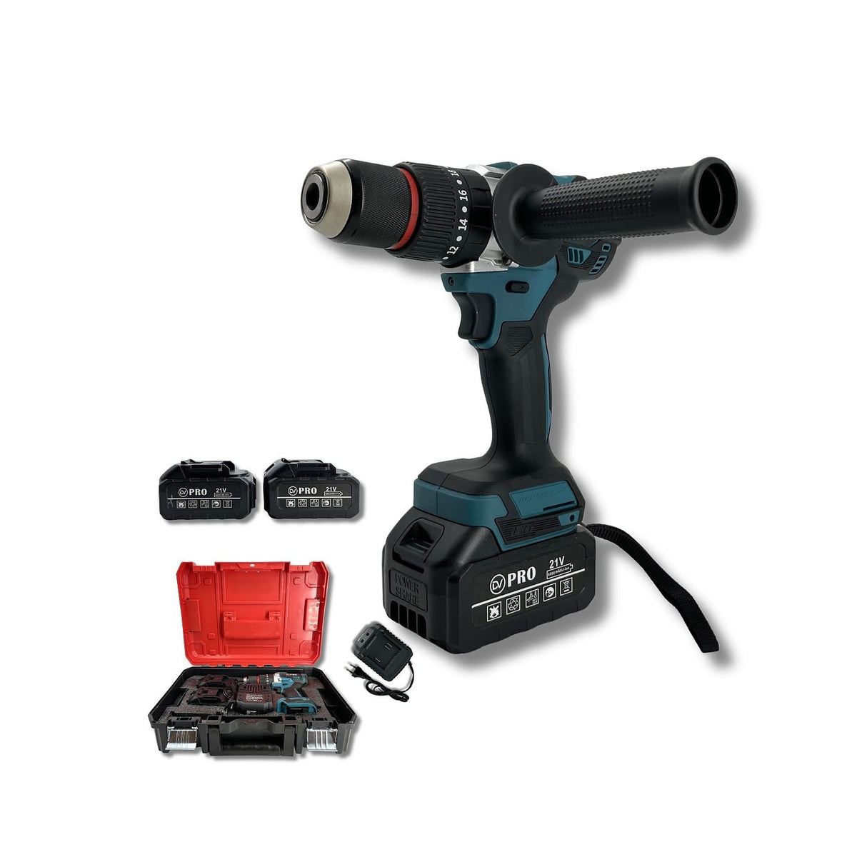 Taladro Percutor Inalámbrico 21V Brushless DV-6013A 13mm 120Nm de DIVINO, producto centrado sobre fondo blanco