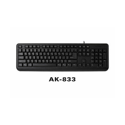 Teclado USB SATE AK-833ES negro con teclas multimedia