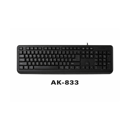 Teclado USB SATE AK-833ES negro con teclas multimedia