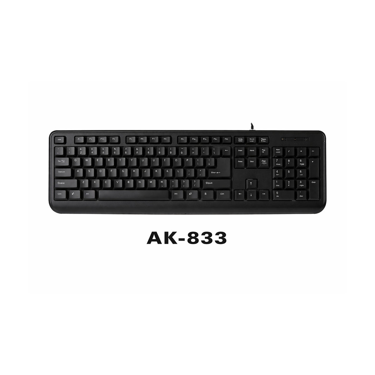 Teclado SATE USB AK-833ES Español con 12 teclas multimedia de SATE, producto centrado sobre fondo blanco