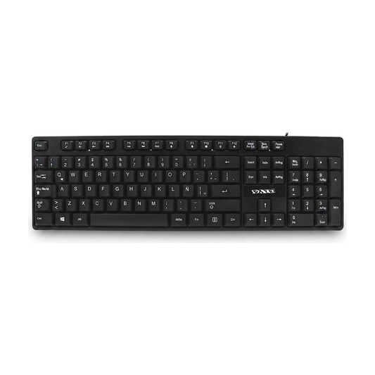 Teclado USB con Cable - Negro, vista de producto sobre fondo blanco