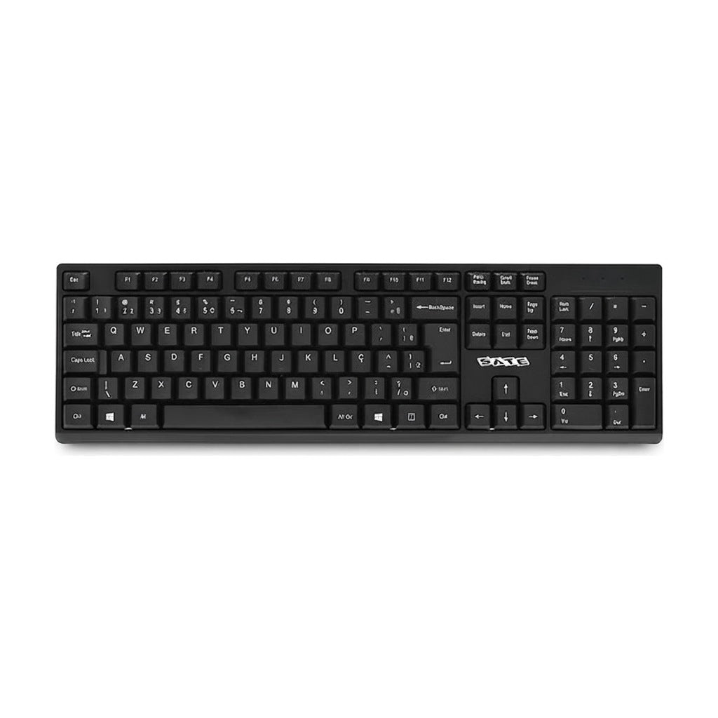 Teclado USB Layout Portugués con Altura Ajustable, vista de producto sobre fondo blanco