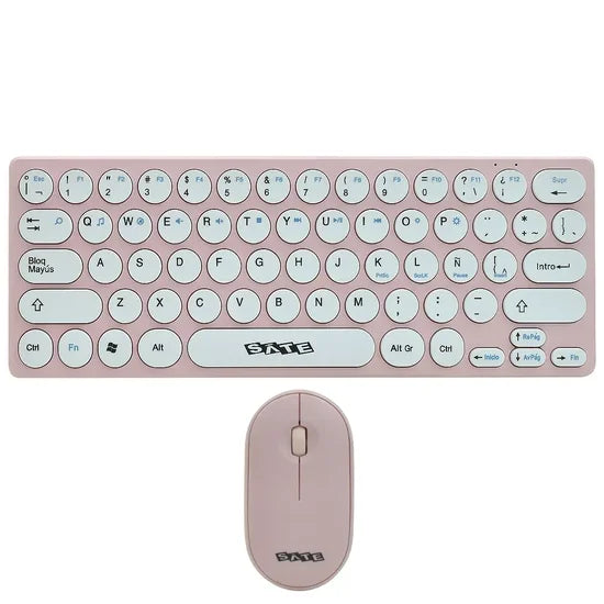 Kit Teclado + Mouse Inalámbrico Satellite AK-6032G Rosa Layout Español