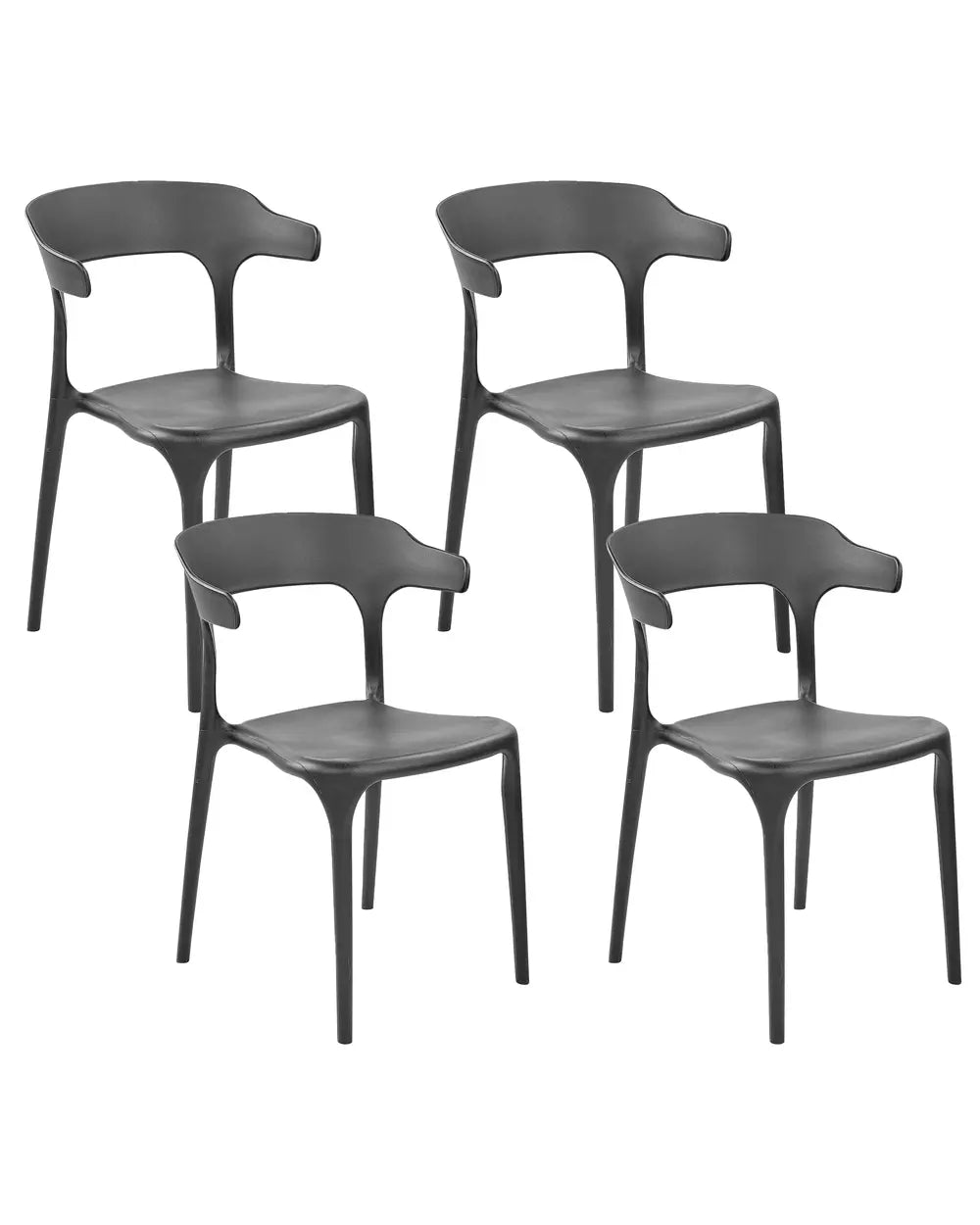 Set de 4 Sillas de Jardín Apilables Negras de Polipropileno