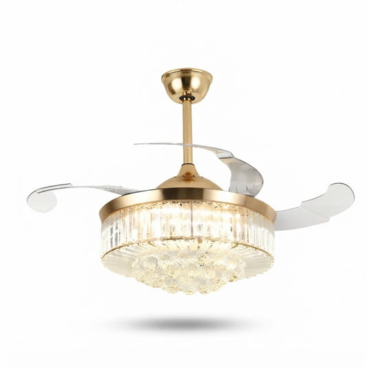 Ventilador de Techo A- con Luminaria 90W 220V Dorado, vista de producto sobre fondo blanco