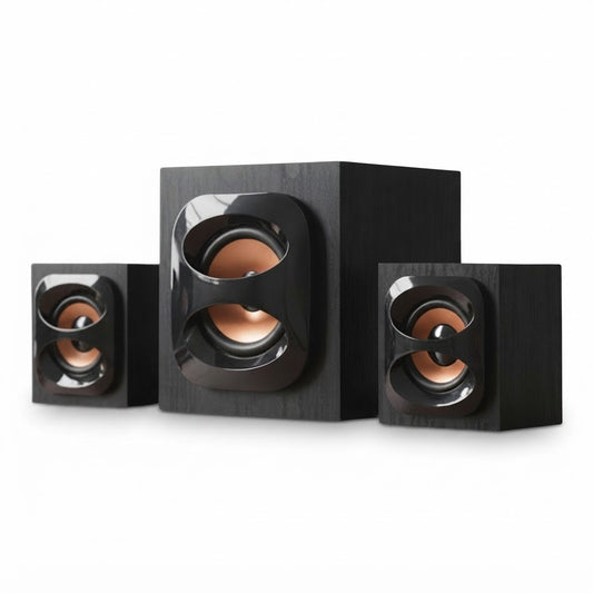 Woofer 2.1 Bluetooth AS-628BL – Negro sobre fondo blanco